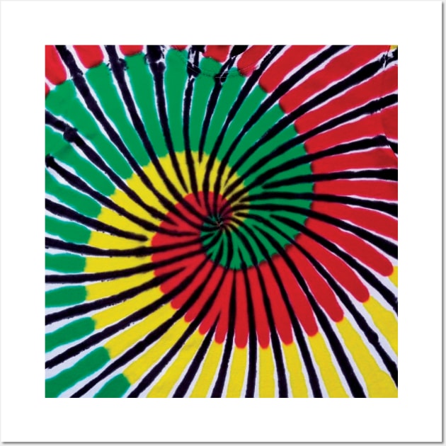 Rasta Spiral Green Red Yellow Black White Tie Dye Wall Art by TrippyTieDyes